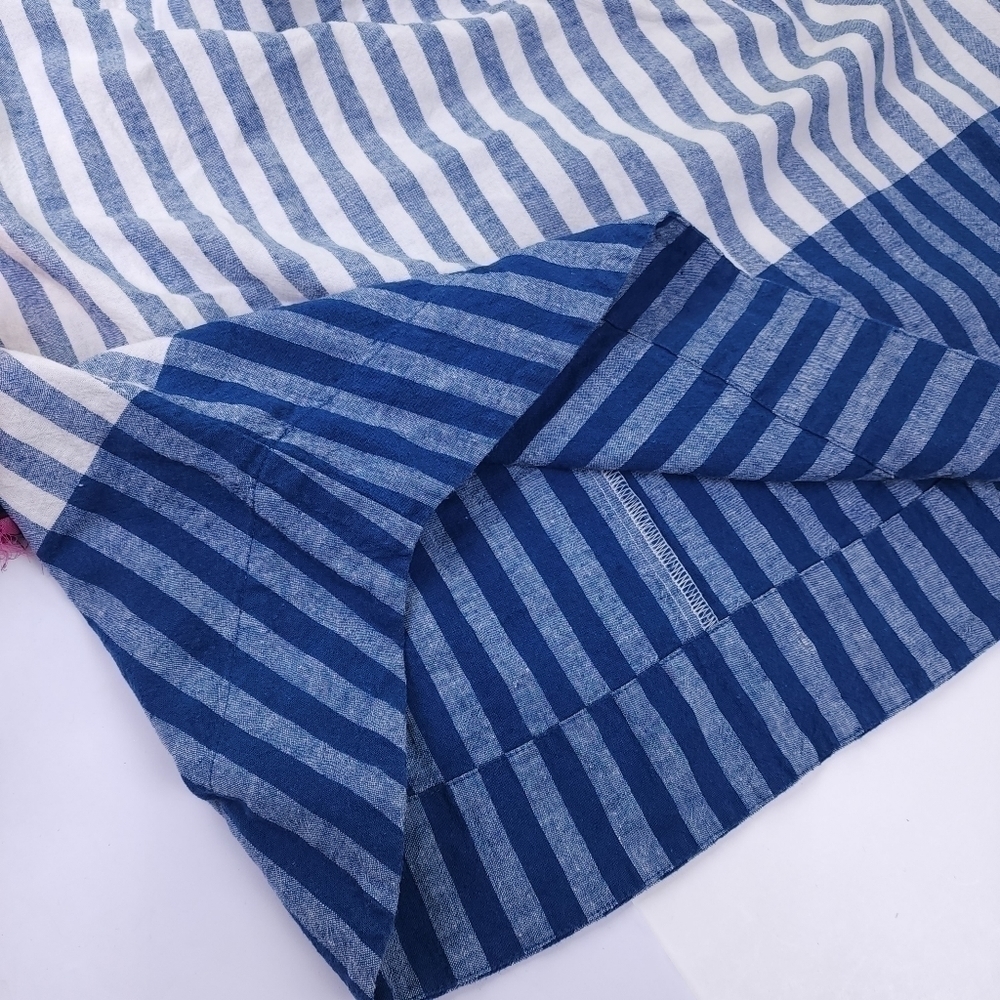 Loft Blue White Stripe Linen Cotton Belted Striped Belted Skirt Sz 2 - Picture 7 of 11